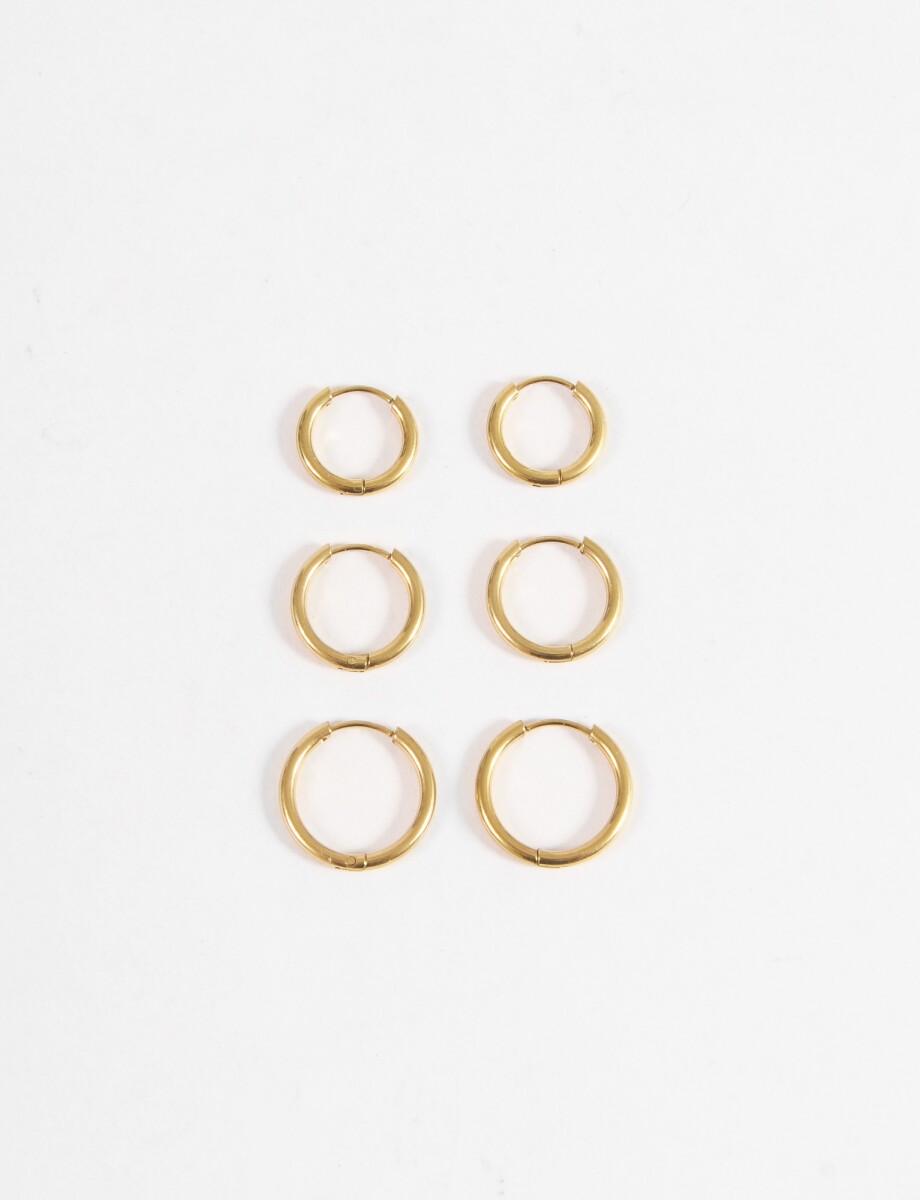 Set de 3 aros acero quirúrgico - dorado 