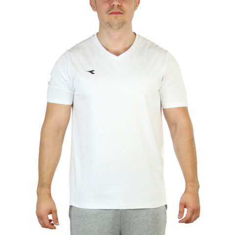 Diadora Hombre Sport T-Shirt V Neck - WHITE Blanco
