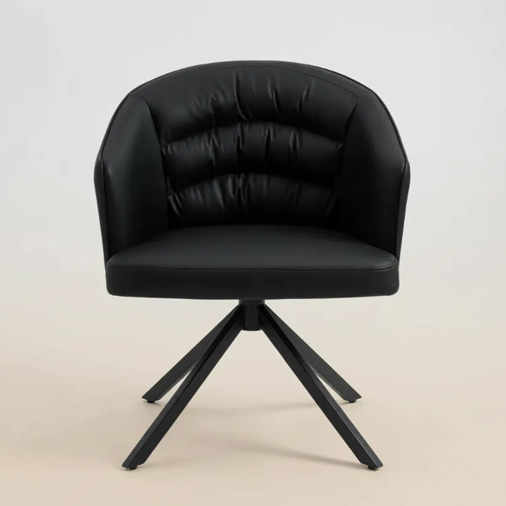 Sillón Acolchonado Base Aluminio Giratoria Superior Fuerte Negro