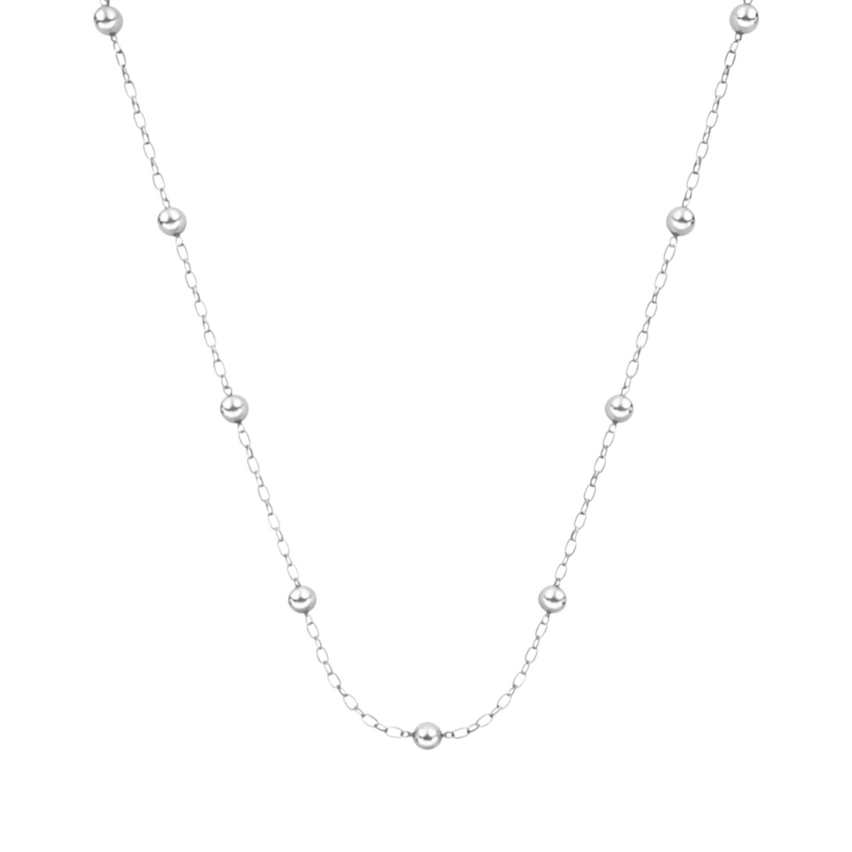 Cadena oval y bolitas - Plata 925 - Sin Piedra - CD3531 - sinpiedra 