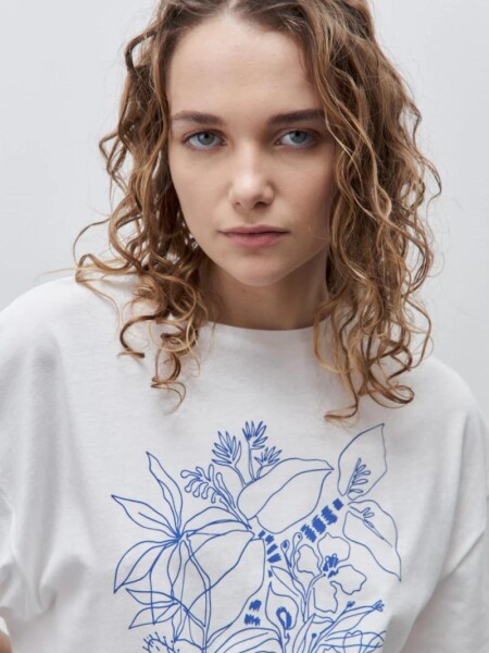 T-SHIRT D.CASSIN MECA M.C FLOR BLANCO