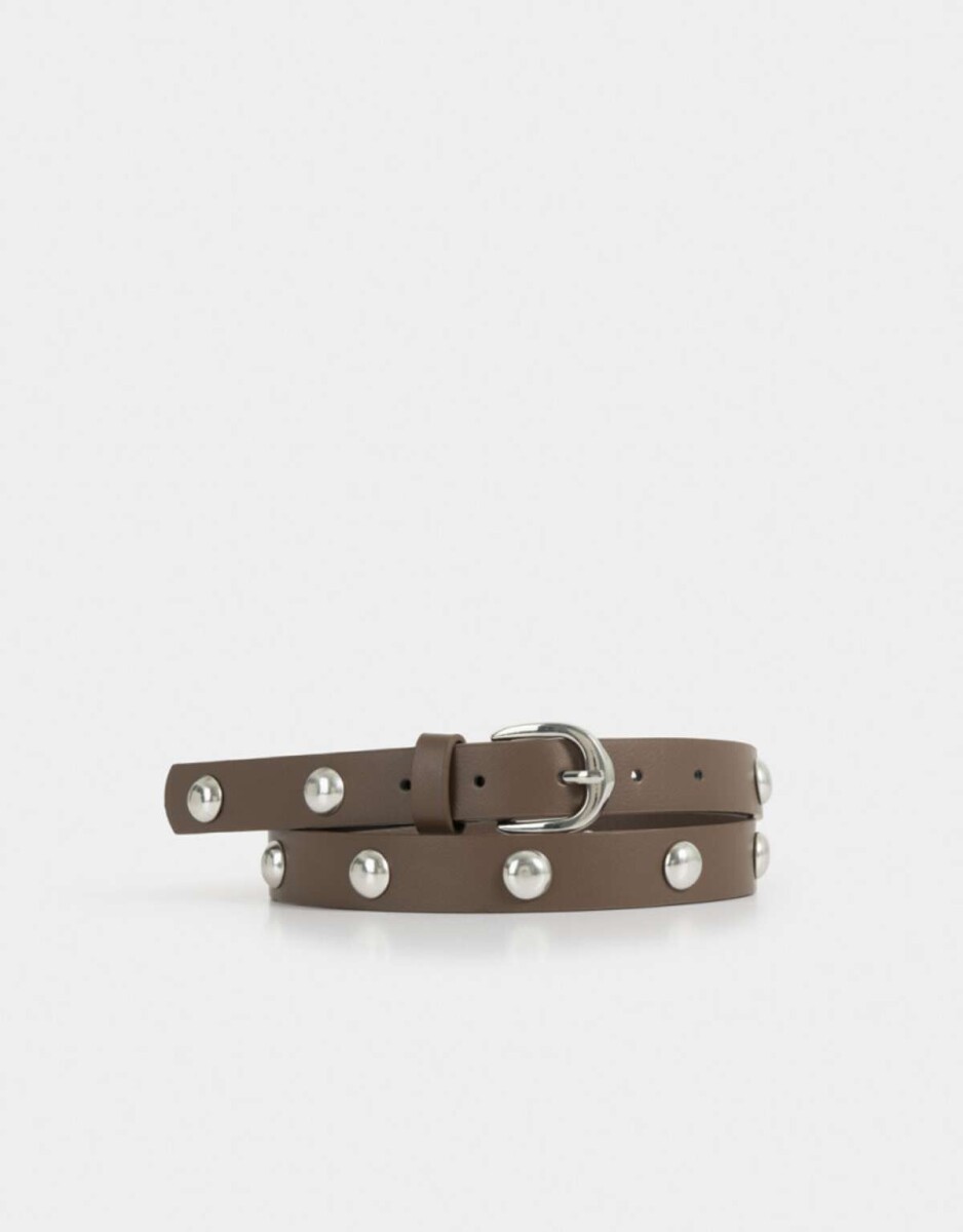 Cinturón Con Tachas Chocolate - Marron Chocolate 