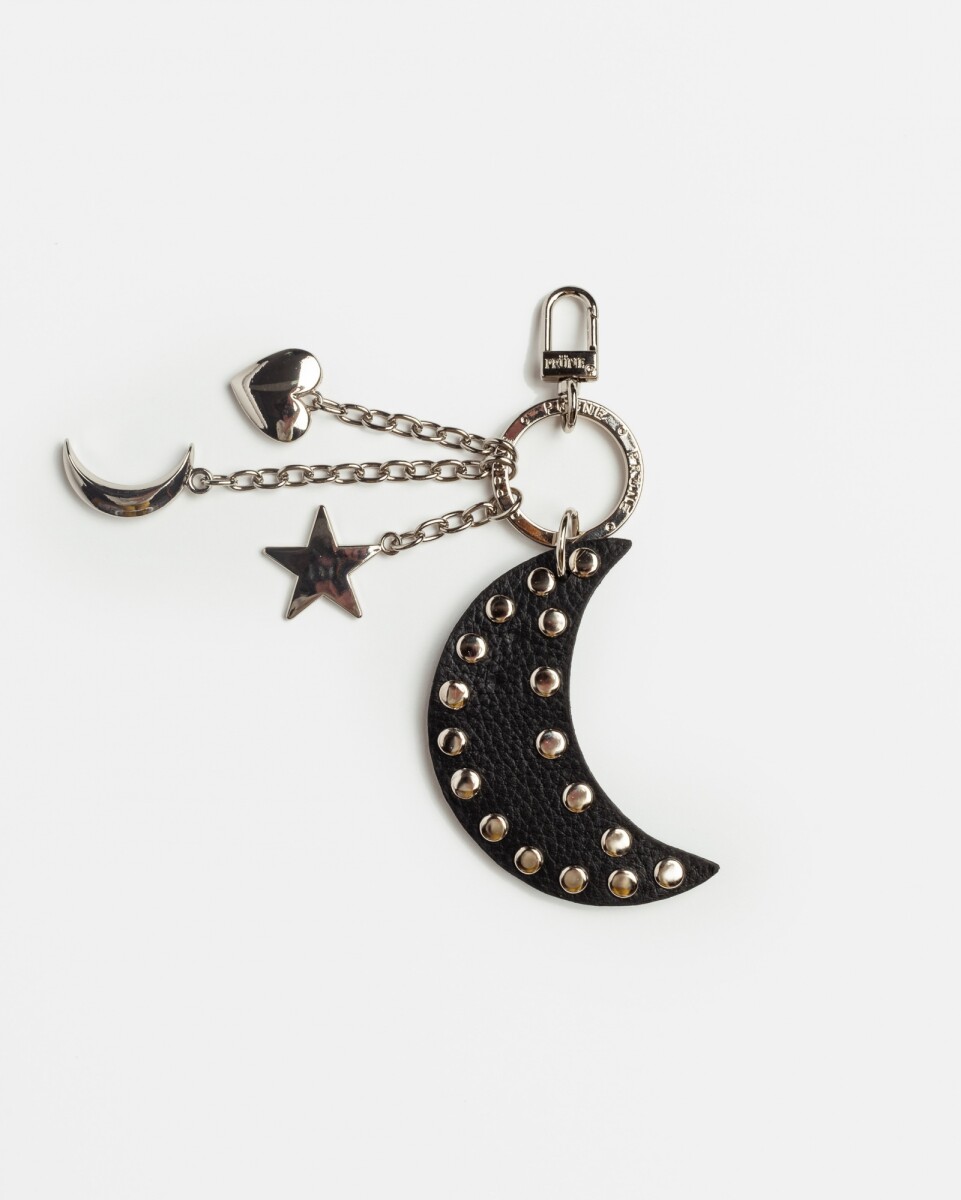 Llavero Starry Night En Cuero Graneado - Negro 