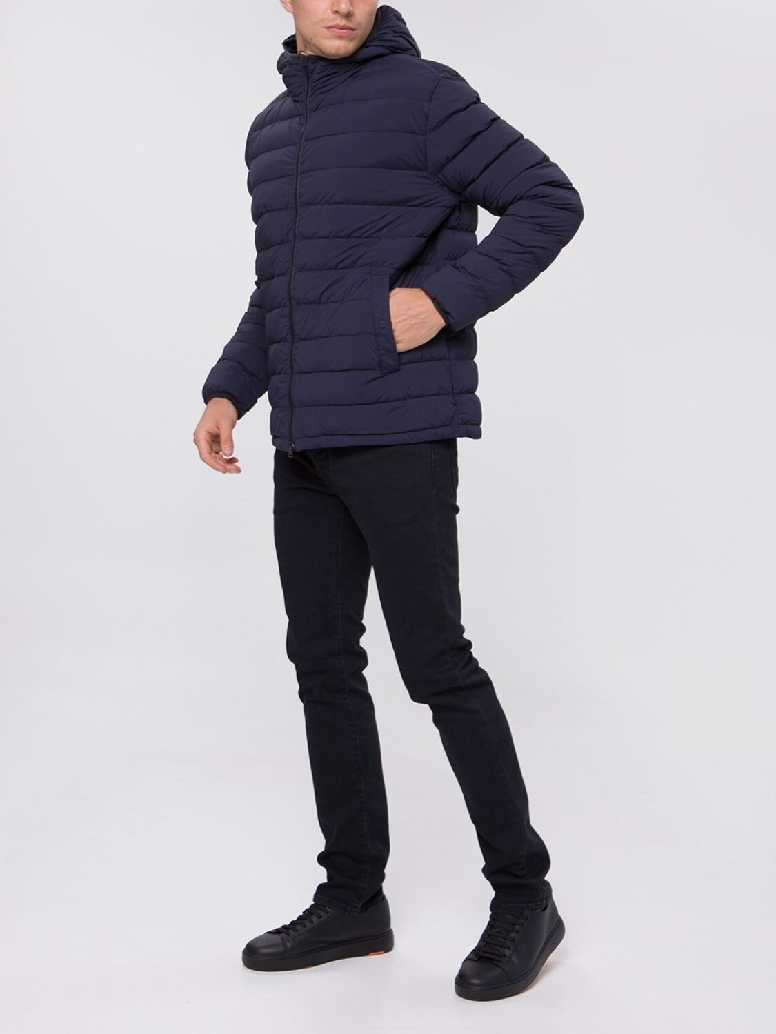 Herno-Chaqueta plegable de nylon rellena de plumas Azul