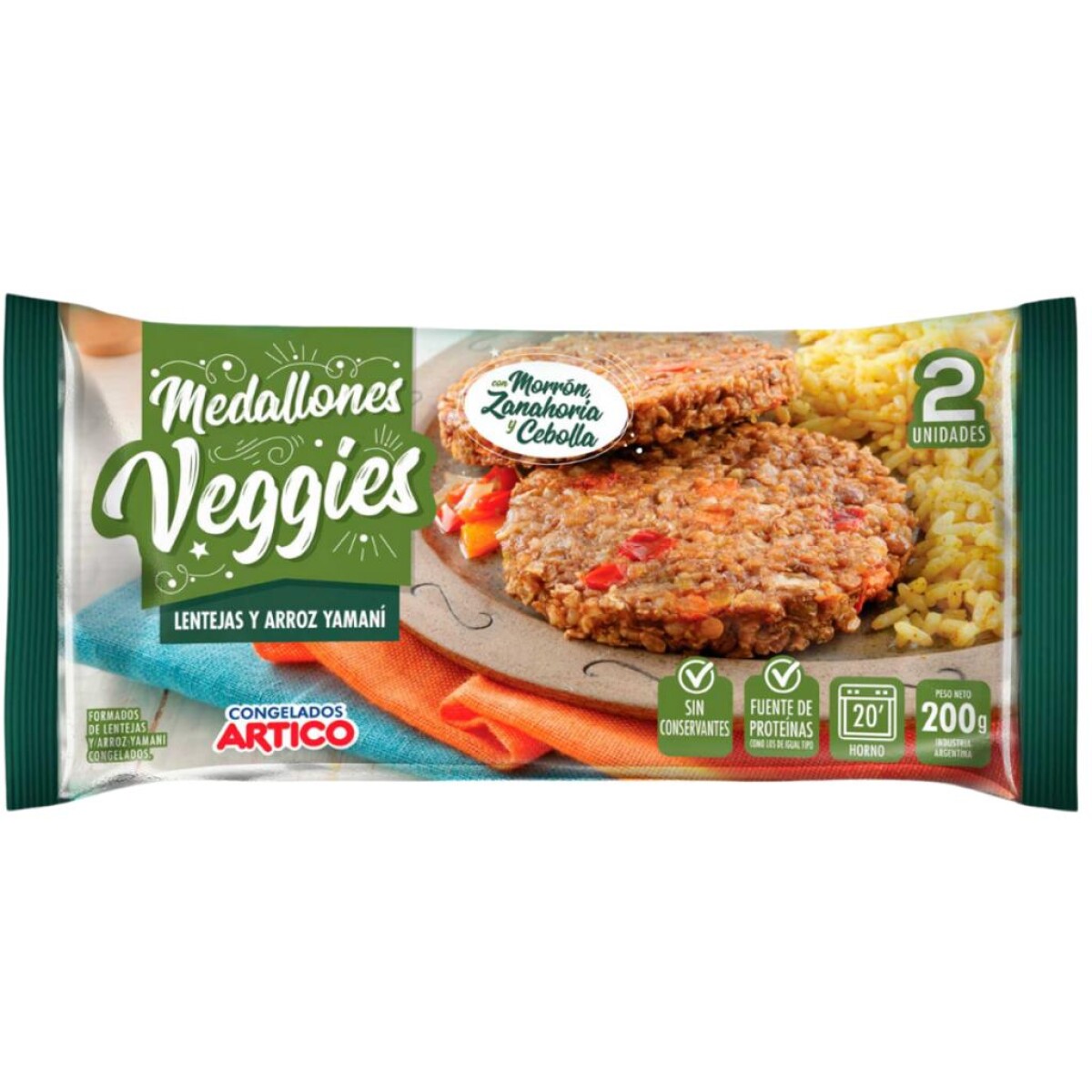 Medallon Veggie Lenteja y Arroz Yamani Artico 2 Unidades 