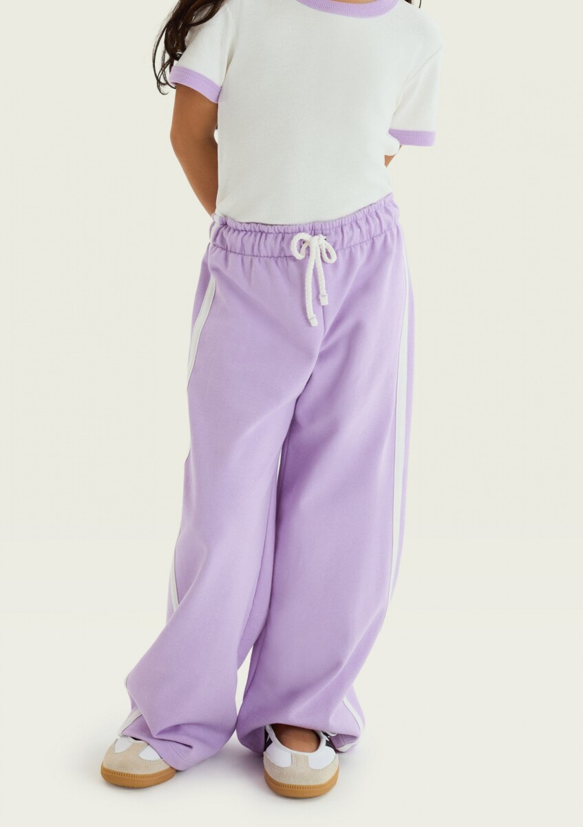 PANTALONES DEPORTIVOS DE PIERNA ANCHA - LILA 