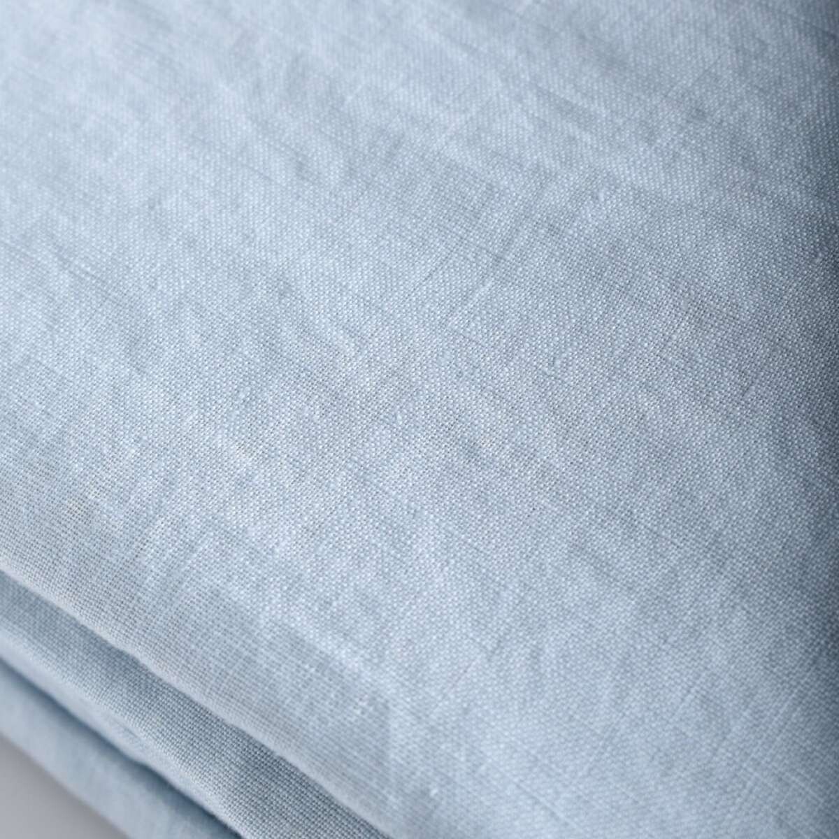 Juego de Sábanas Lino Lavado y Algodón Percal 165 grs King - Celeste 