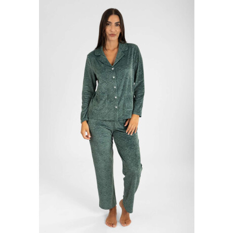 Pijama americano ribb velour Verde petroleo