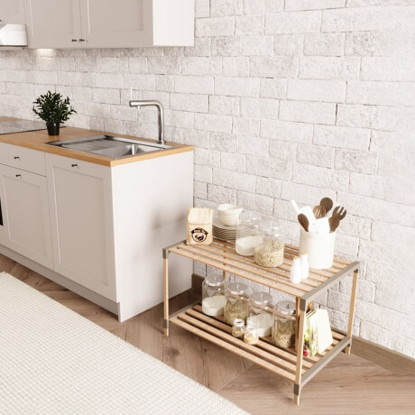 Estantería Organizadora Rack 2 Niveles 45x33x66Cm Madera PP Natural
