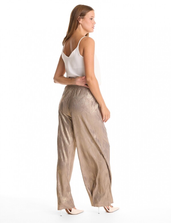 Pantalon Wide Leg Plisado DORADO