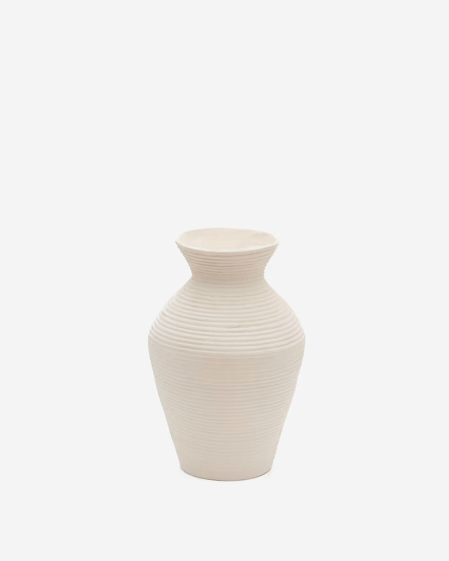 Jarrón Pria de papel maché blanco 51 cm