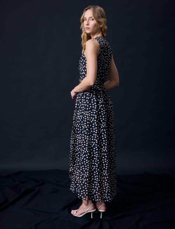 Vestido Maxi Lunares NEGRO/BEIGE