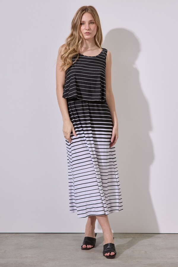 Vestido Maxi Print NEGRO/BLANCO