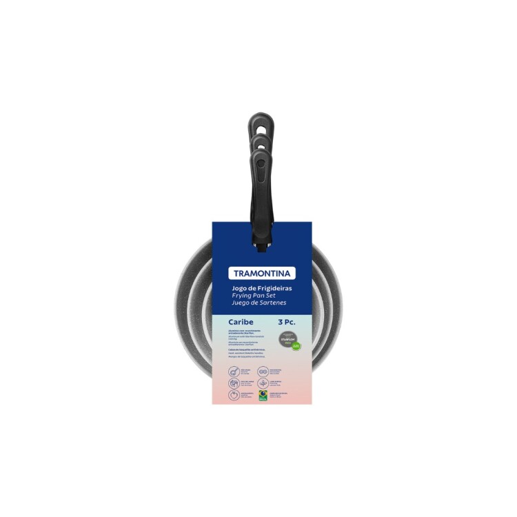 PACK SARTENES TRAMONTINA LINZ X 3 UNIDADES NEGRO