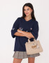 City Cartera City Bordada Con Charm - Marron Beige
