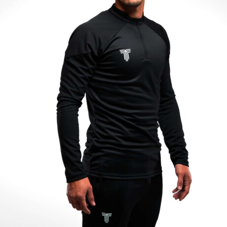 Buzo Medio Cierre de Hombre Negro