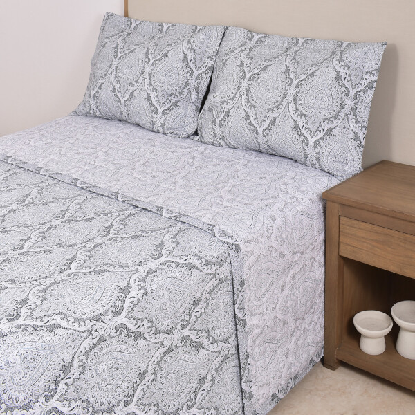 Cubrecama Ava 200 Hilos Paisley Gris 180x240