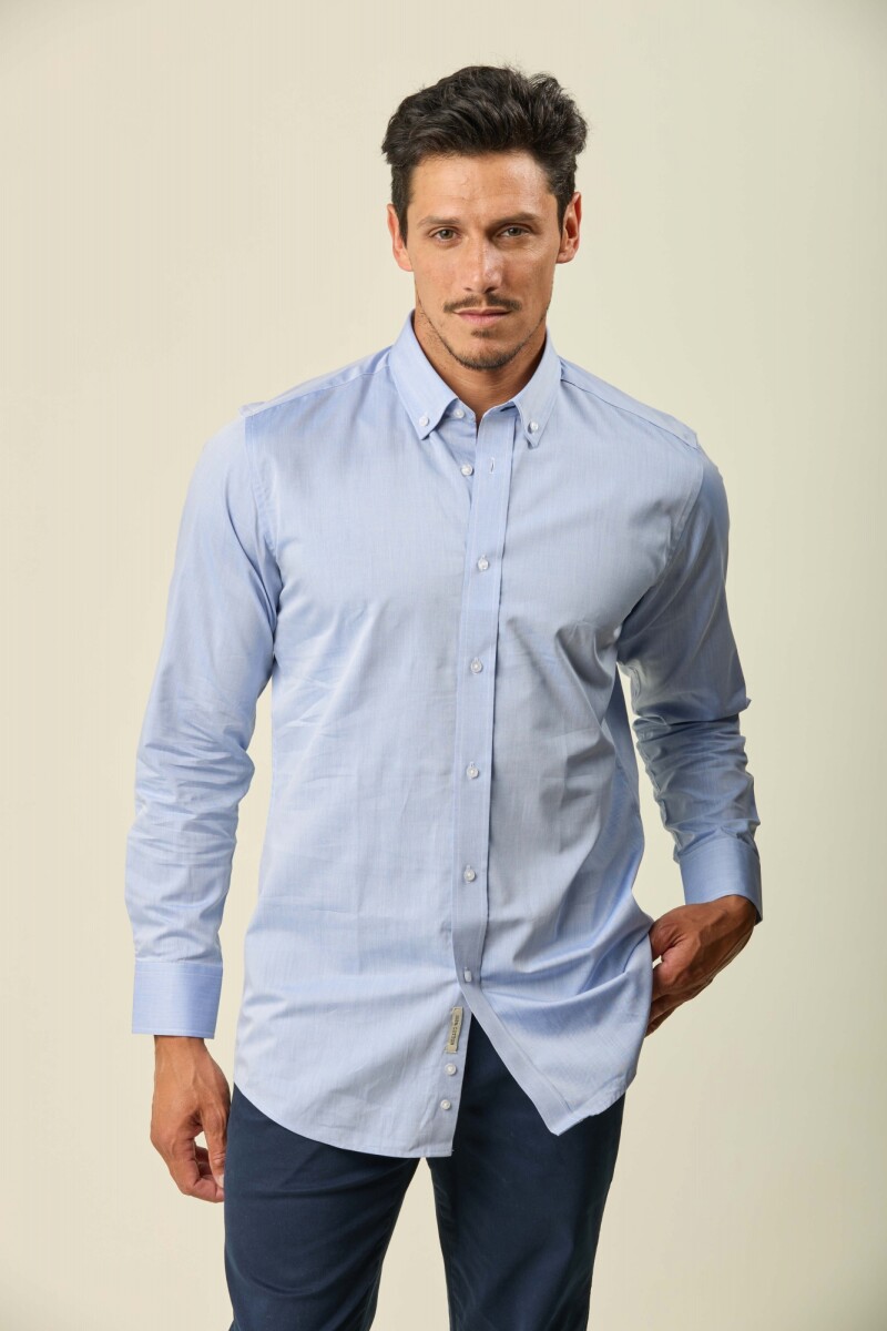 Camisa Sport Algodón Manga Larga - Celeste 