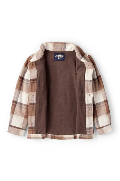 Camisa de franela con forro micropolar, diseño a cuadros Sin color