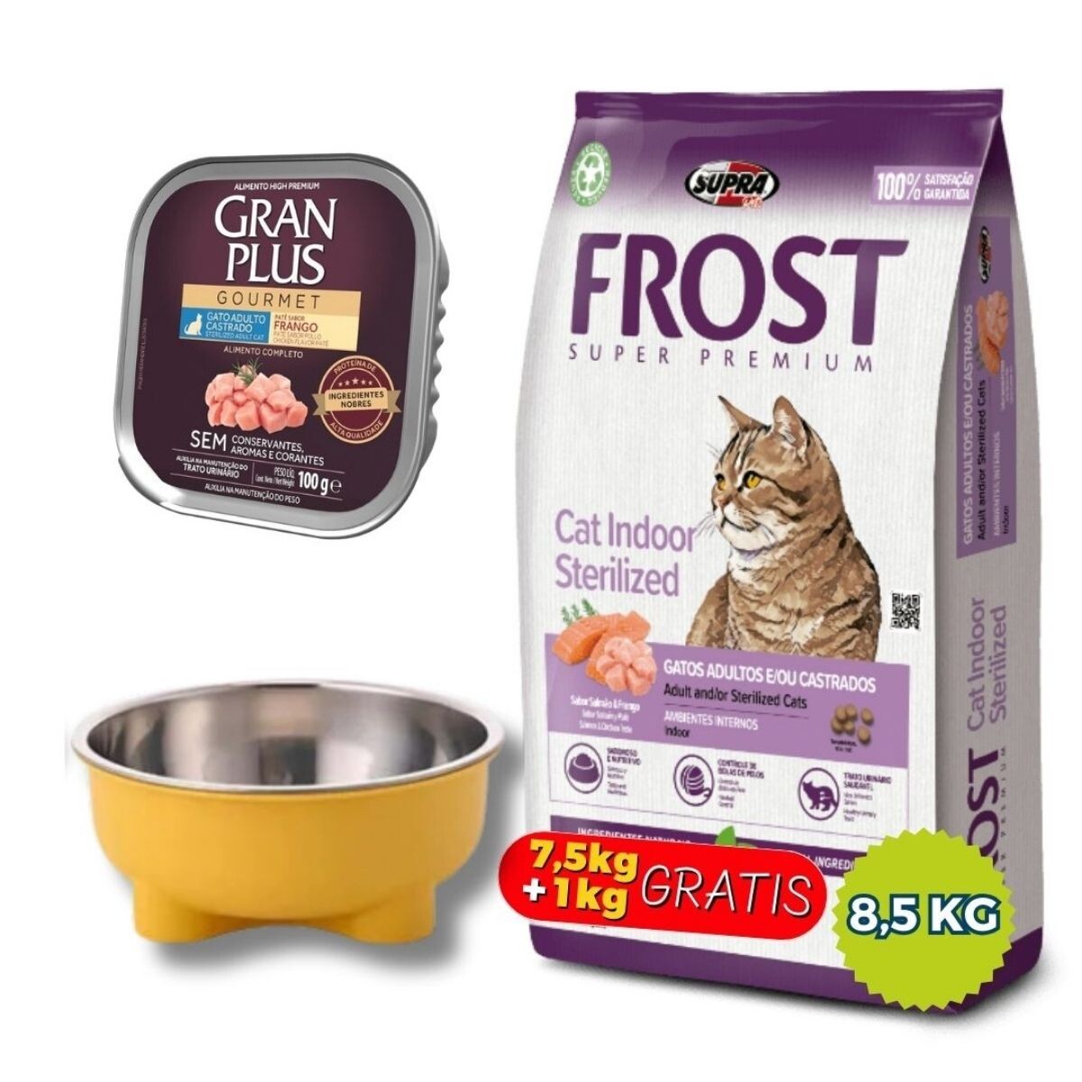 FROST GATOS ADULTOS Y/O CASTRADOS - 7.5 + 1 KG GRATIS + PATE + PLATO DE REGALO 