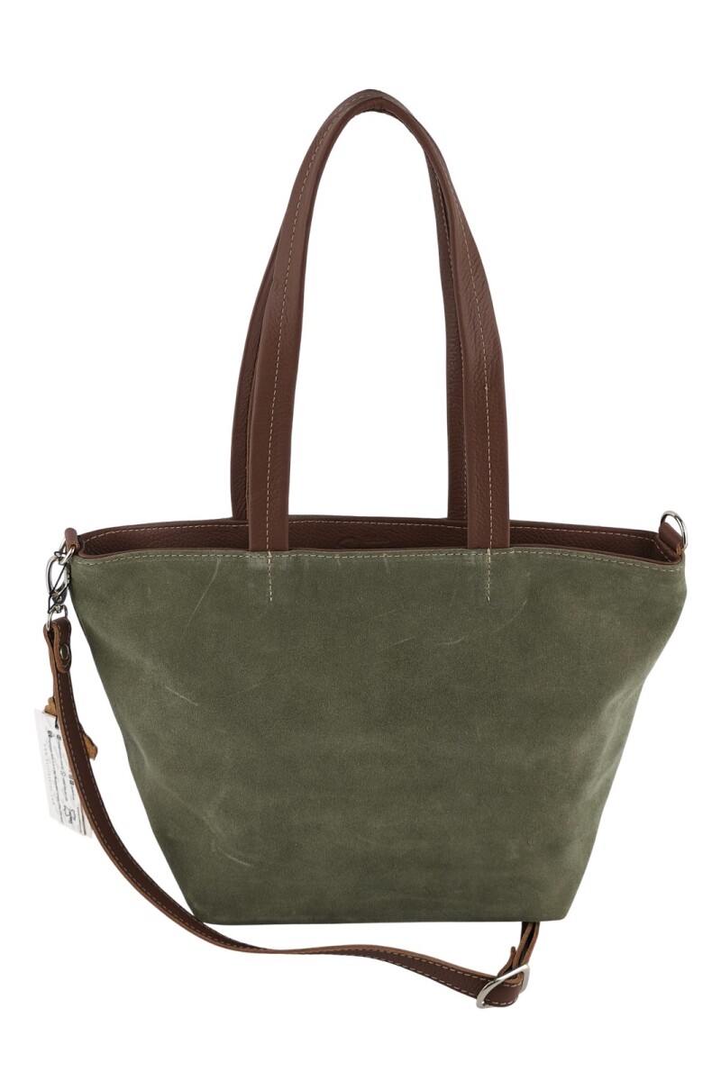 Cartera versátil de cuero y gamuza Verde