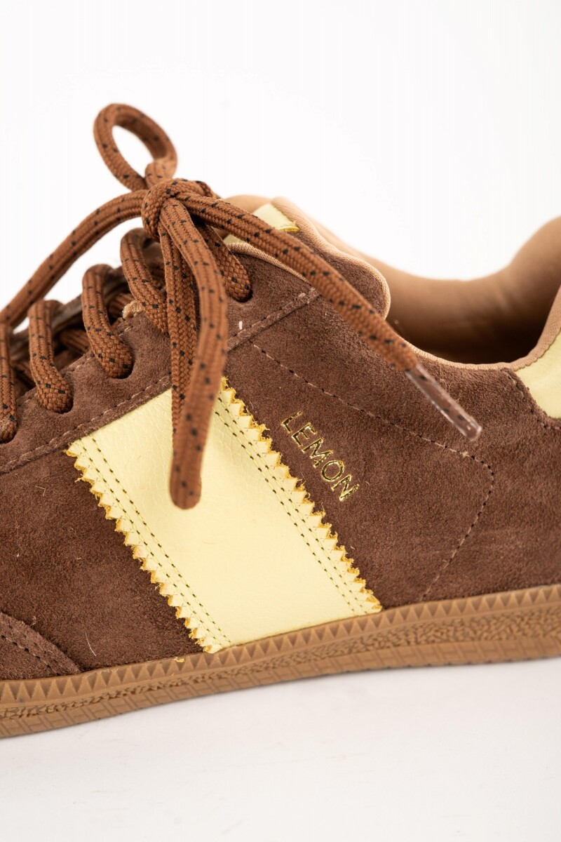 Zapatilla Gamuza Combinada Chocolate