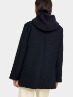 Chaqueta Mezcla De Lana Con Capucha Removible azul-marino