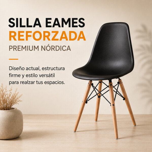 Silla ComboHome Eames Reforzada Pack X6 Negro 1