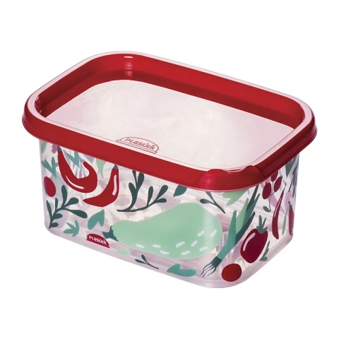 Recipiente Rectangular con Diseños 600 ml VERDURA ROJO