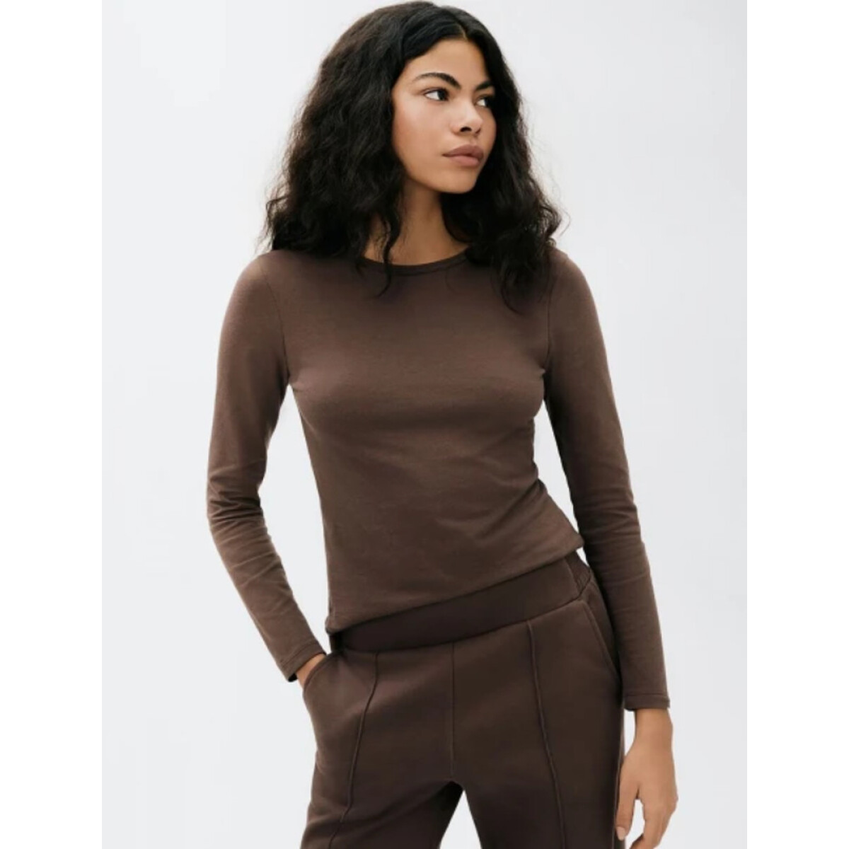 BLUSA ML FEM - MARROM ESCURO 