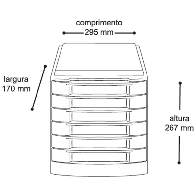 Gavetero organizador de plástico 6 Cajones NEGRO