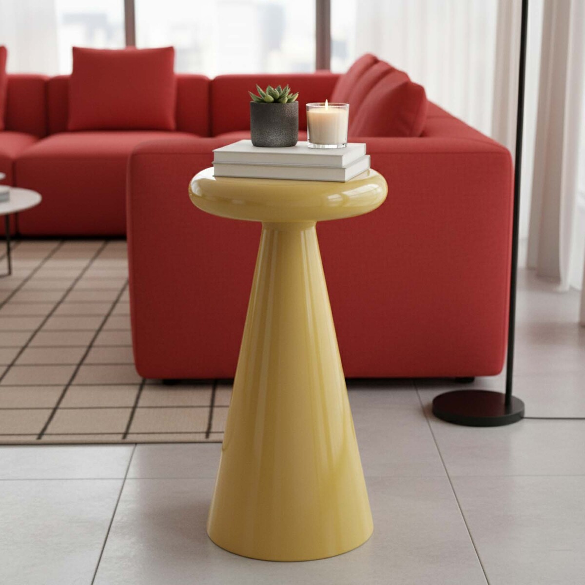 MESA LATERAL - METAL AMARILLO SAGGITA MOSTAZA 