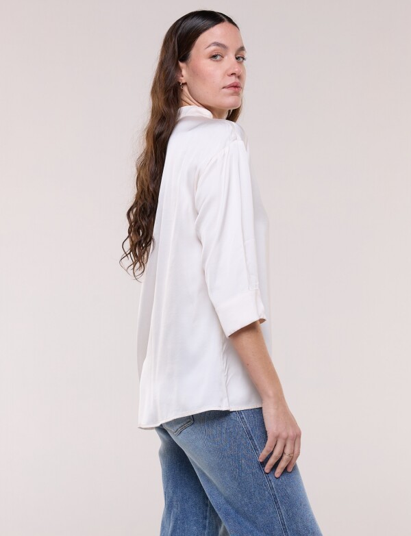 Camisa Holgada De Saten BEIGE CLARO