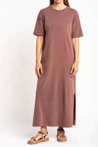 Vestido Algodon Lavado Marron