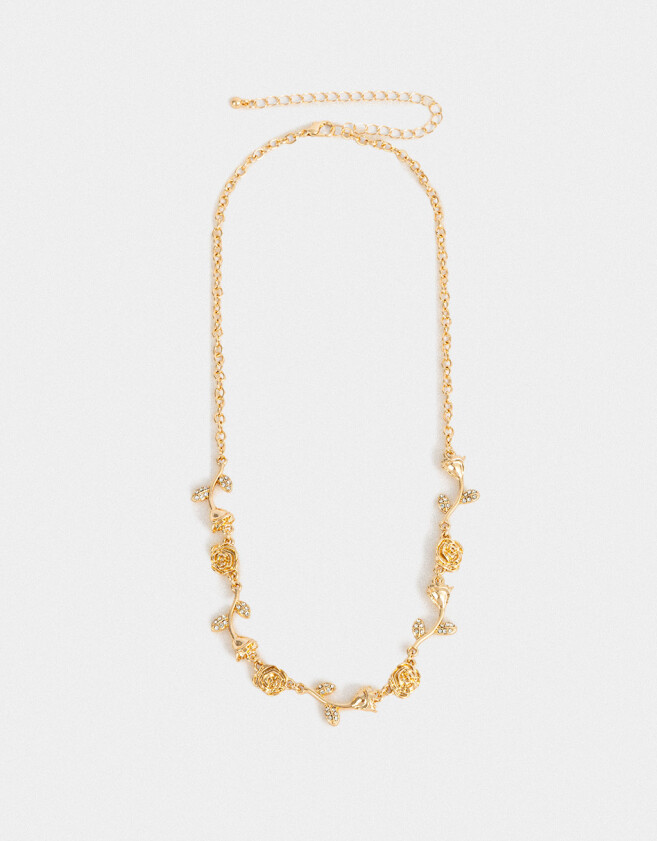 Collares Cortos Con flores Collar Corto Con Flores - Dorado