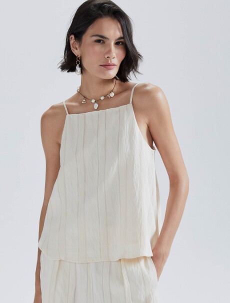 BLUSA SIN MANGAS CON TEXTURA BEIGE