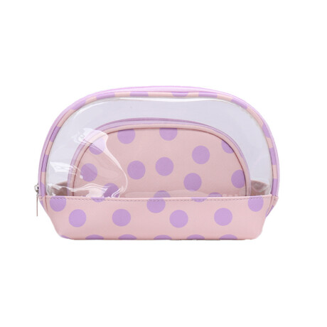 Necessaire 2 Estuches Transparente Y Estampado Lunares
