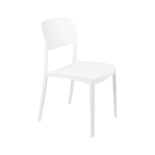 Silla apilable blanca "SERENA" respaldo calado TD0652