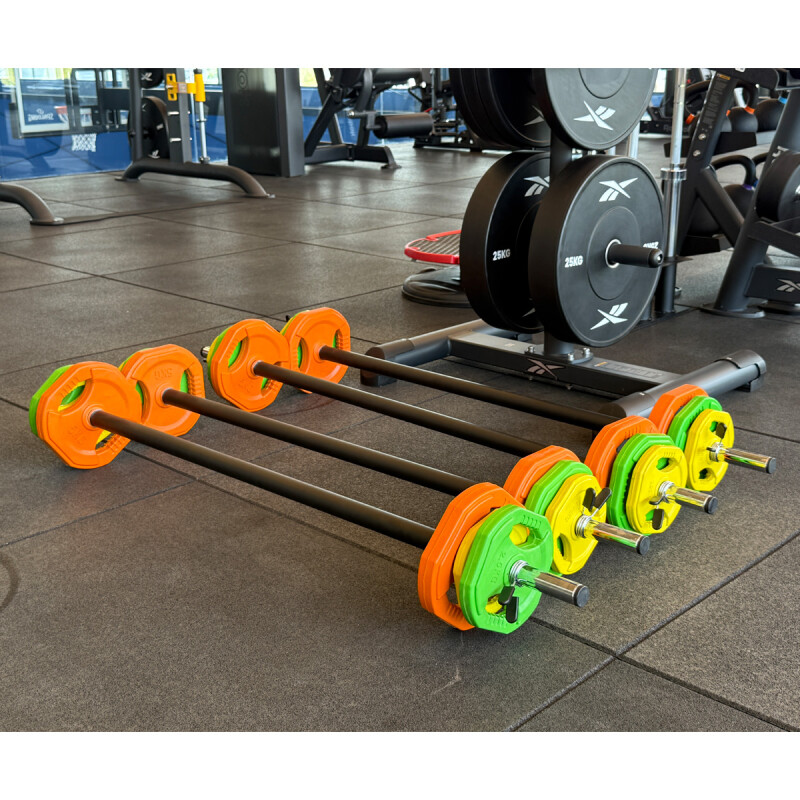 Set Barra Body Pump Fitness 2,5Kg +17,5Kg Discos Athletic Multicolor