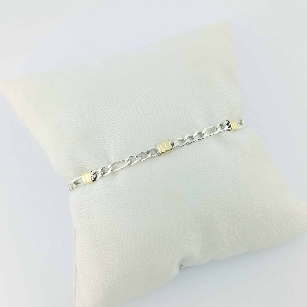 Pulsera de plata 925 con double de oro 18k.A Modelo, FIGARO. 