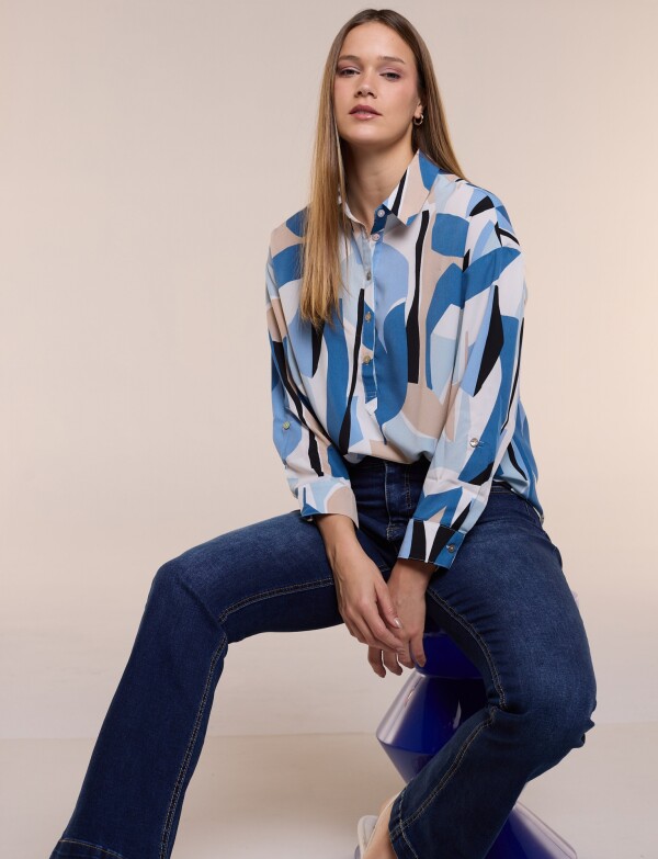Blusa Estampado Abstracto MULTI/AZUL