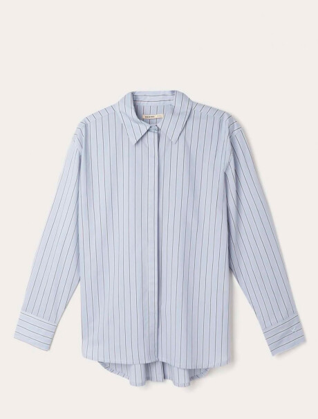 CAMISA DE ALGODÓN DE MANGA LARGA CELESTE