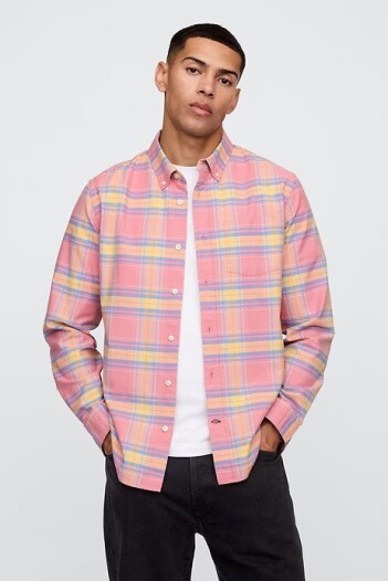 Camisa Standard Oxford Hombre Pink Madras Plaid