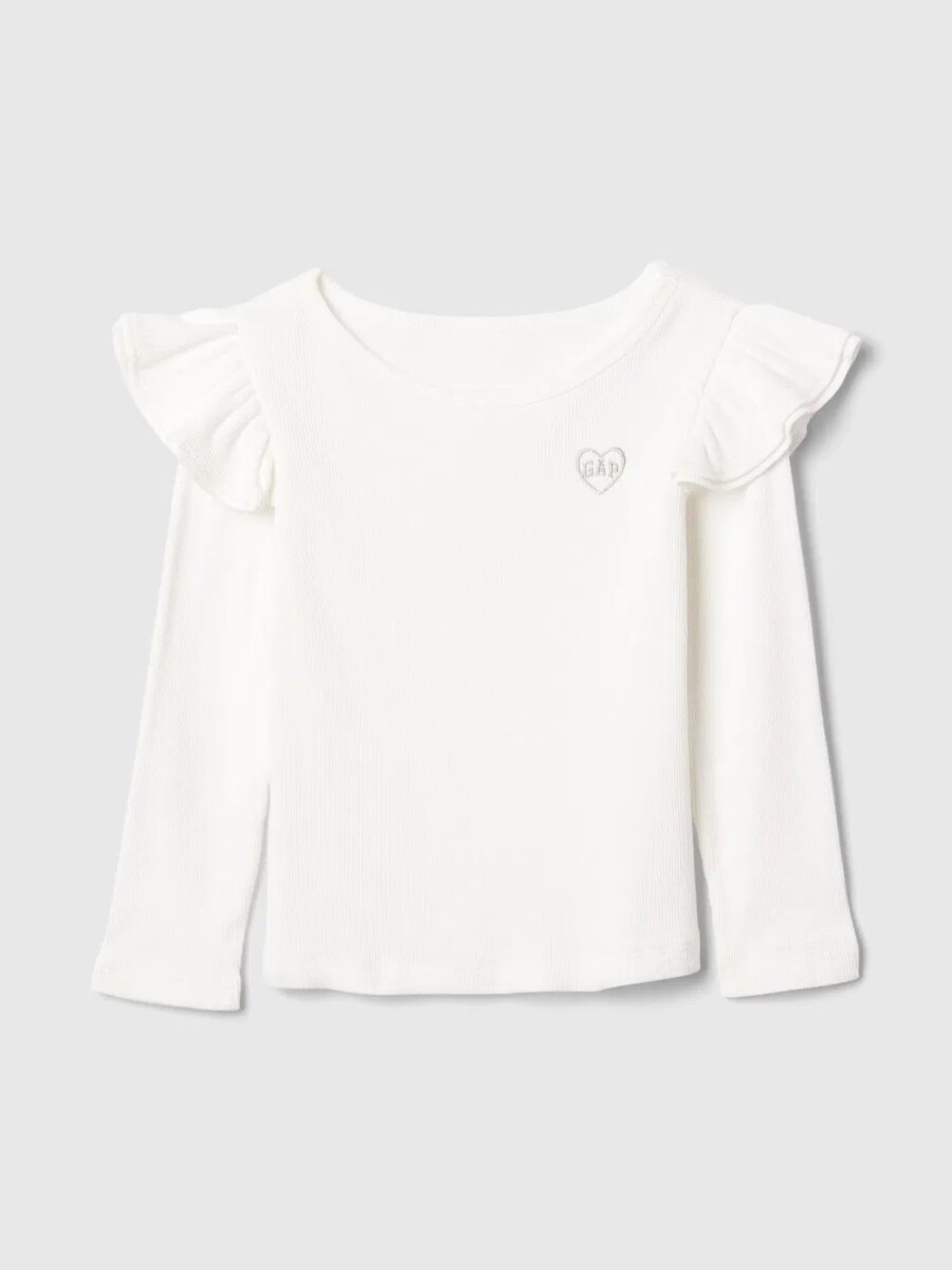 Remera Con Volados Logo Gap Toddler Niña - New Off White 