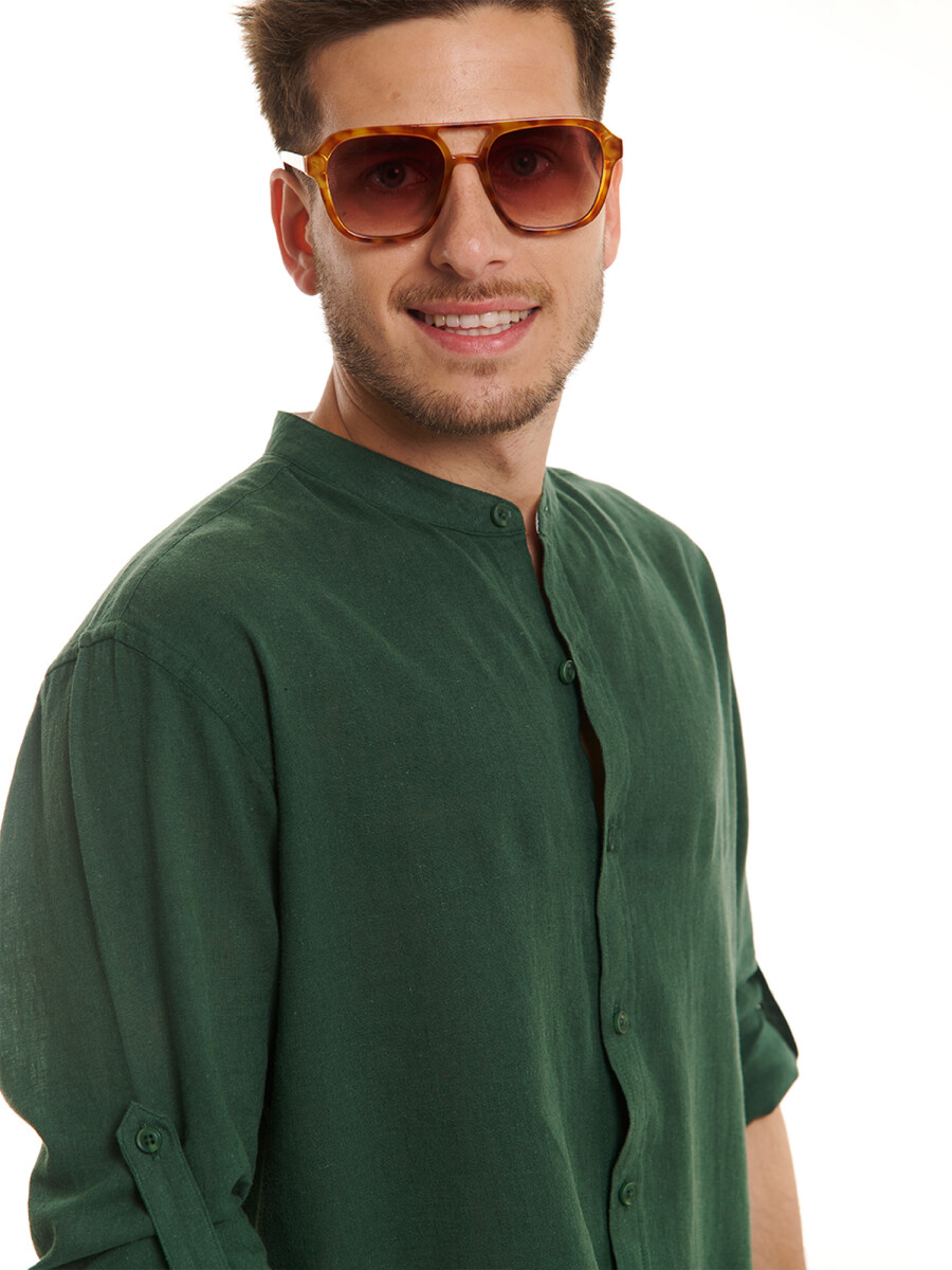 Camisa m/l lino - verde 