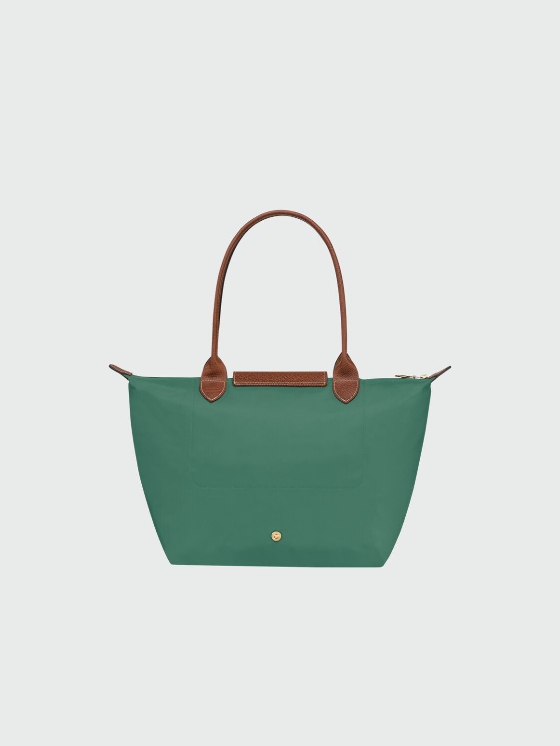 Longchamp -Cartera Longchamp plegable de nylon con cierre y asa larga, Le pliage M Verde