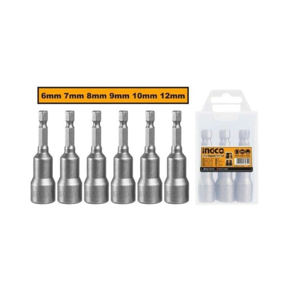 JUEGO 6 DADOS MAGNETICOS CON ENCASTRE 1/4 P/TALADRO INGCO Juego 6 Dados Magneticos Con Encastre 1/4 P/taladro Ingco