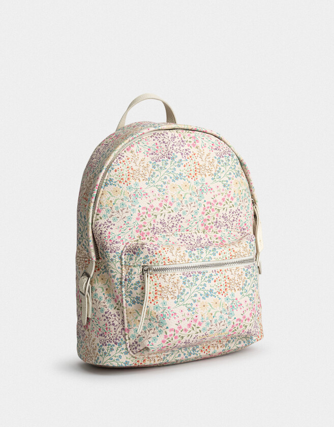 Mochilas Urbanas Mochila Texturada Con Charm - Estampado Flores