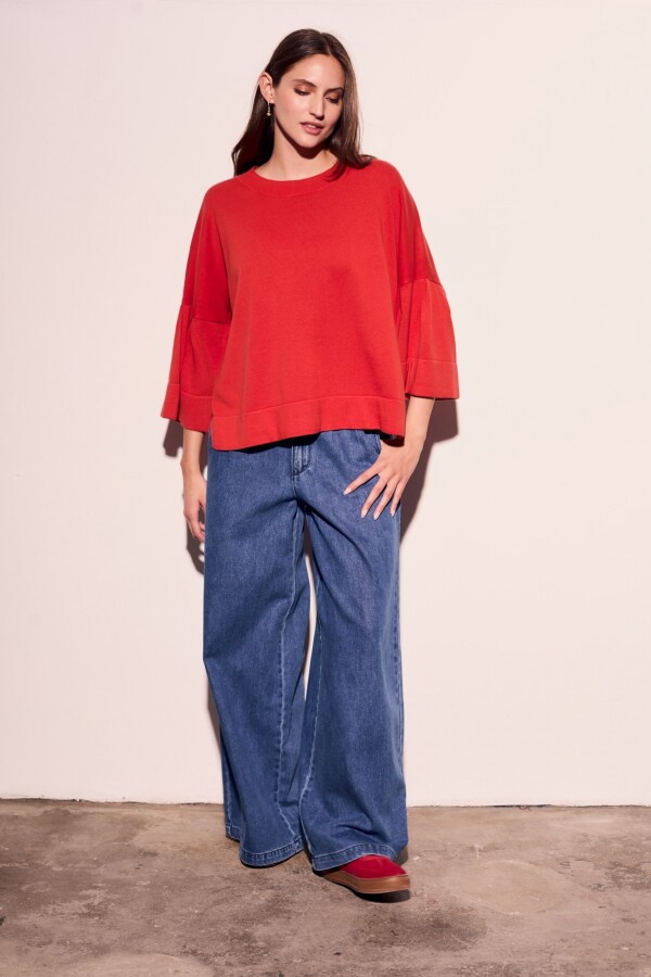 Sweater Manga Volados Rojo