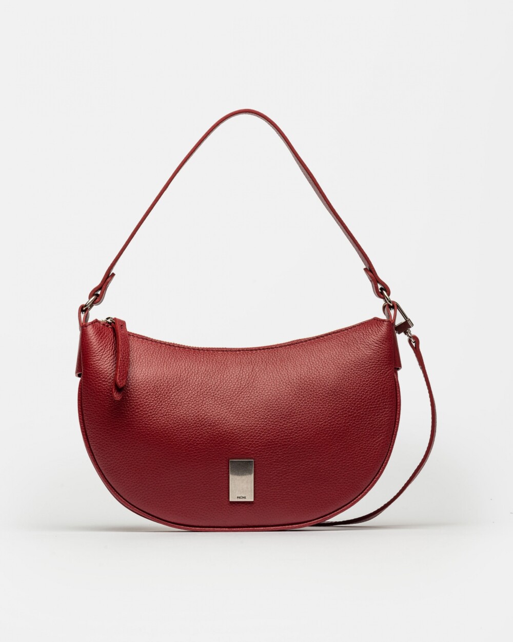 Cartera al Hombro Lua En Cuero Graneado Rojo